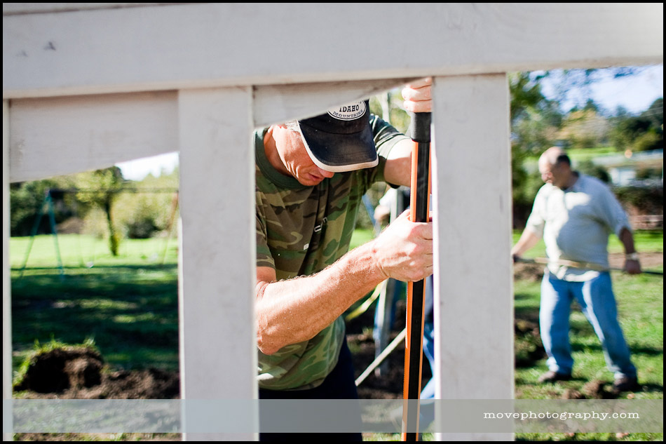 blog-003 Volunteer Jim Tuck, owner of Main Street Fitness, in Penngrove, prepares to plant some agapanthus plants, donated by Sweet Lane Nursery, during the Penngrove Park cleanup organized by the Penngrove Social Firemen Saturday morning.